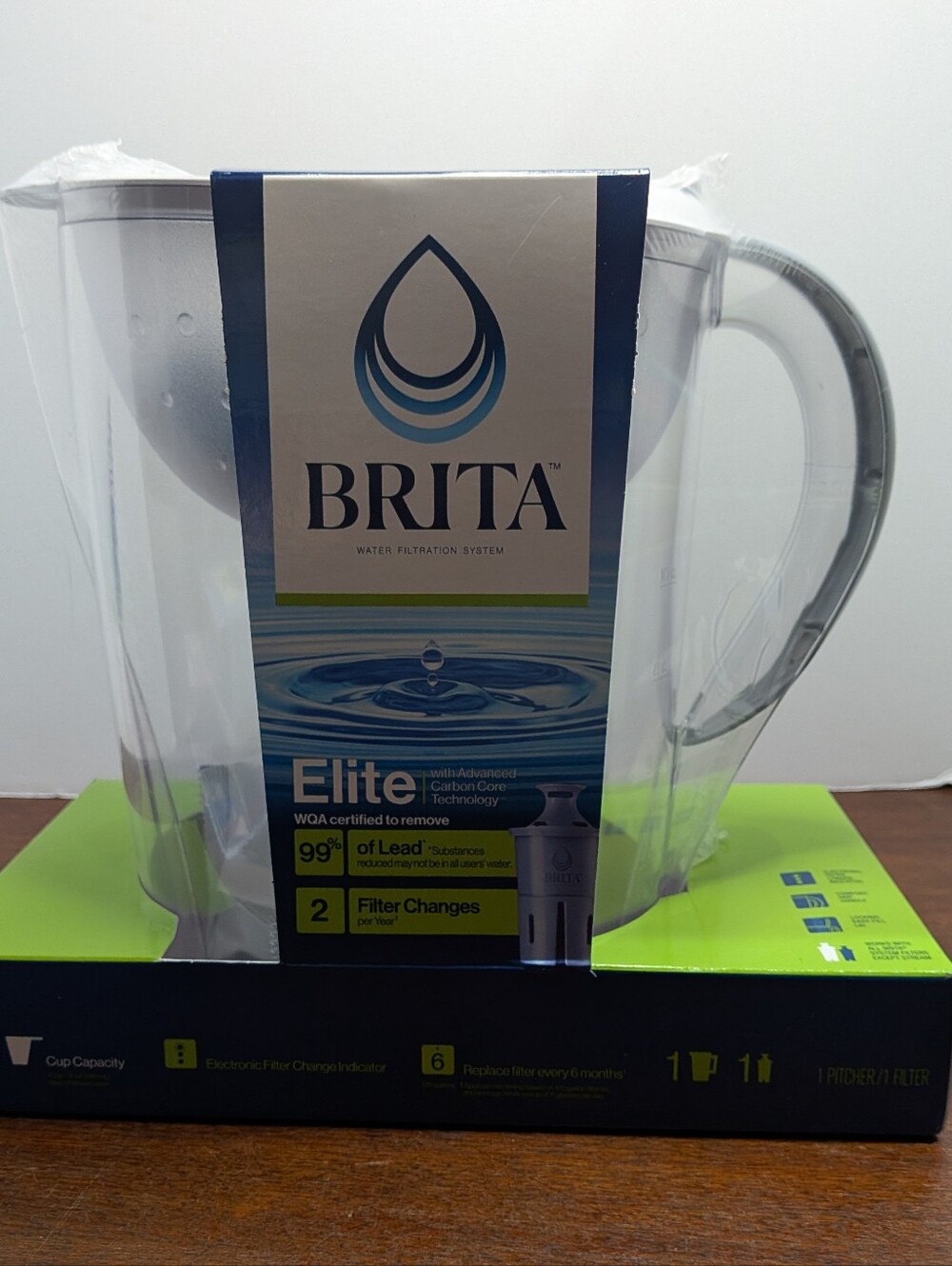 Brita Large 10 Cup Water Filter Pitcher with 1 Brita Elite Filter White